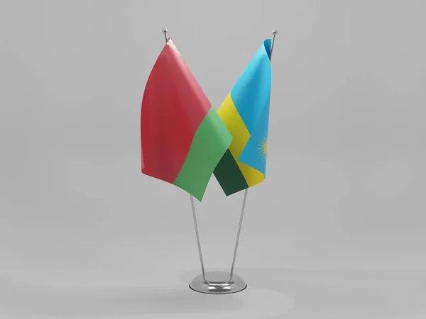 Ruanda Bielorrusia Banderas Cooperación Fondo Blanco Render — Foto de Stock