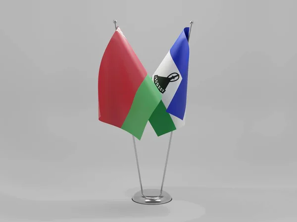 Lesotho Bělorusko Vlajky Spolupráce Bílé Pozadí Render — Stock fotografie