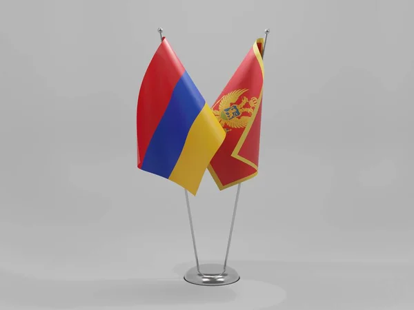 Montenegro Bandiere Cooperazione Armenia Sfondo Bianco Render — Foto Stock