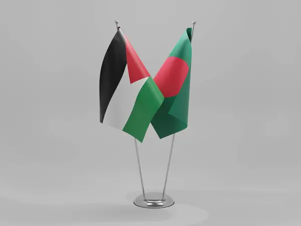 Bangladesz Jordania Flagi Współpracy Białe Tło Render — Zdjęcie stockowe