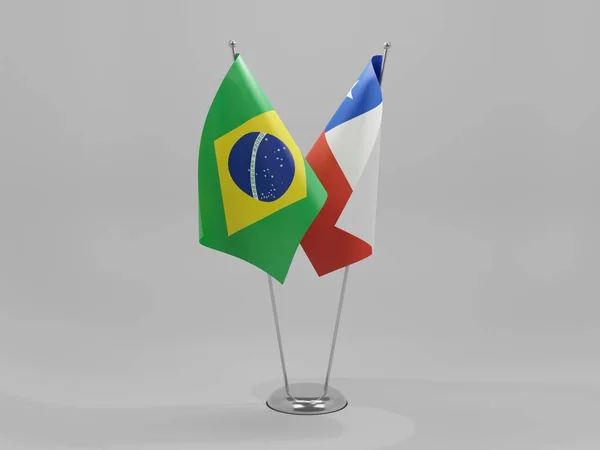 Chile Brazil Cooperation Flags White Background Render — 스톡 사진