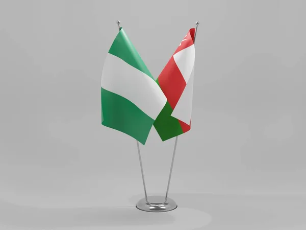 Ομάν Νιγηρία Σημαίες Συνεργασίας Λευκό Φόντο Render — Φωτογραφία Αρχείου
