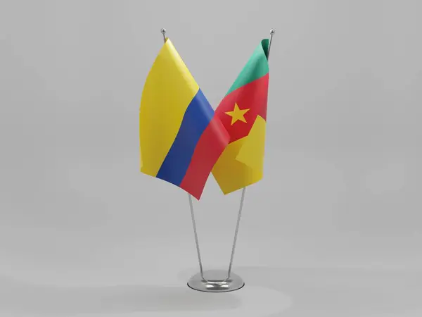 Camerún Colombia Banderas Cooperación Fondo Blanco Render — Foto de Stock