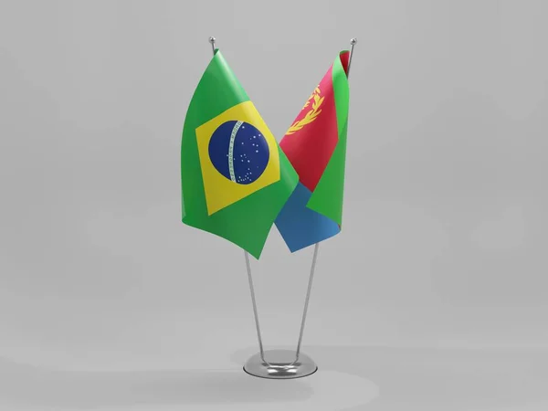 Eritreia Bandeiras Cooperação Brasil Fundo Branco Render — Fotografia de Stock