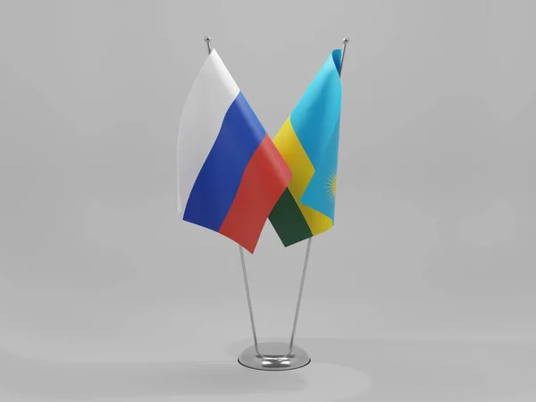 Rwanda Russie Drapeaux Coopération Fond Blanc Render — Photo