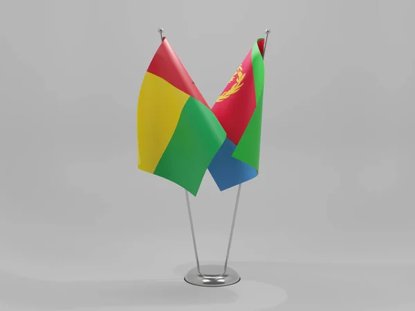 Eritreia Guiné Bissau Bandeiras Cooperação Fundo Branco Render — Fotografia de Stock