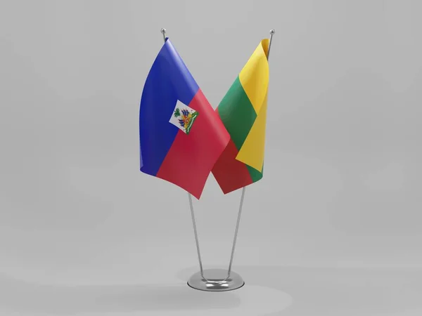 Litauen Haitis Samarbetsflaggor Vit Bakgrund Render — Stockfoto