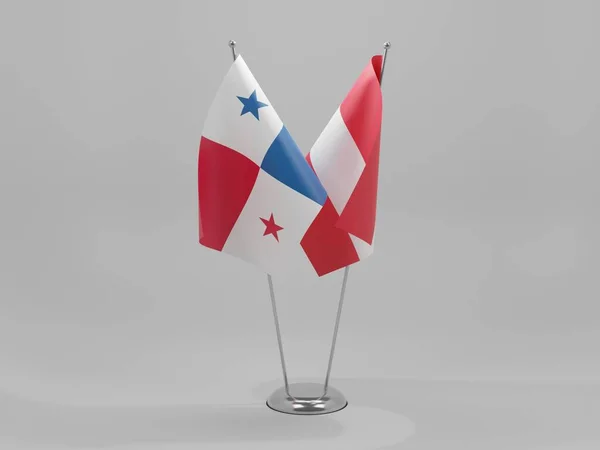 Rakousko Panama Spolupráce Vlajky Bílé Pozadí Vykreslování — Stock fotografie