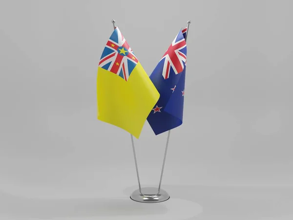 Νέα Ζηλανδία Σημαίες Συνεργασίας Niue Λευκό Φόντο Render — Φωτογραφία Αρχείου