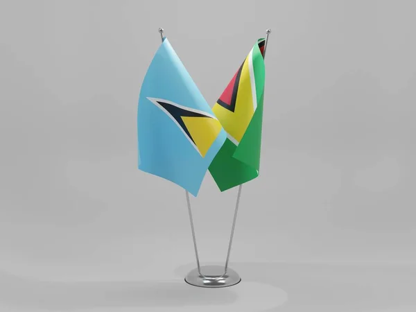 ガイアナ セントルシア協力旗 白背景 3Dレンダリング — ストック写真