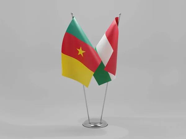 Magyarország Kameruni Együttműködés Zászlók Fehér Háttér Render — Stock Fotó