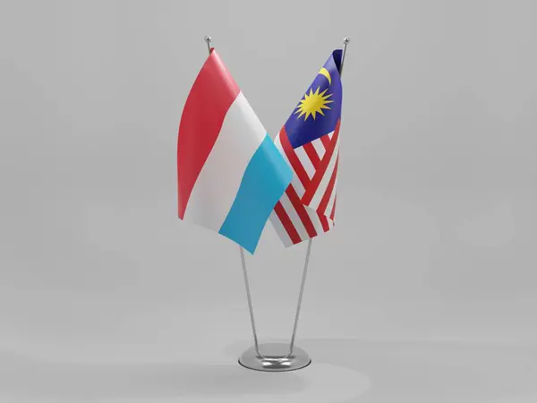 Malaisie Drapeaux Coopération Luxembourgeois Fond Blanc Render — Photo