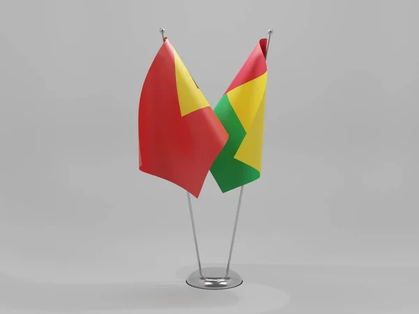 Guinea Bissau Kelet Timor Együttműködési Zászló Fehér Háttér Render — Stock Fotó