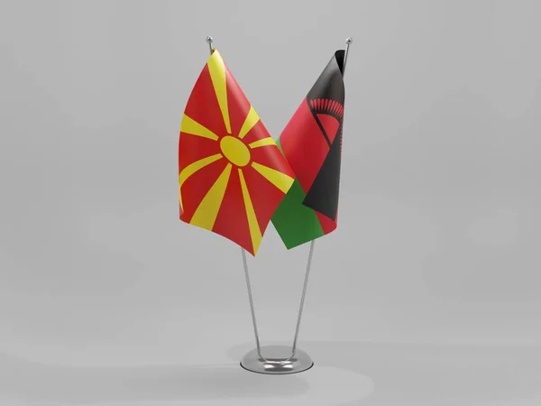 Malawi Macedonia Cooperation Flags White Background Render — Stock Photo, Image