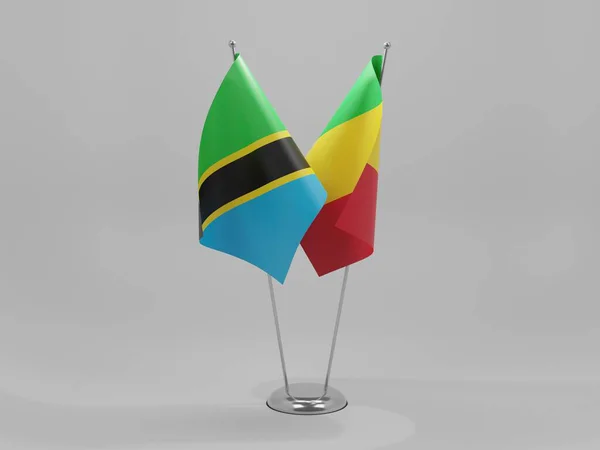Mali Tanzania Flagi Współpracy Białe Tło Render — Zdjęcie stockowe