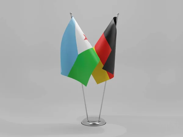 Alemanha Bandeiras Cooperação Jibuti Fundo Branco Render — Fotografia de Stock