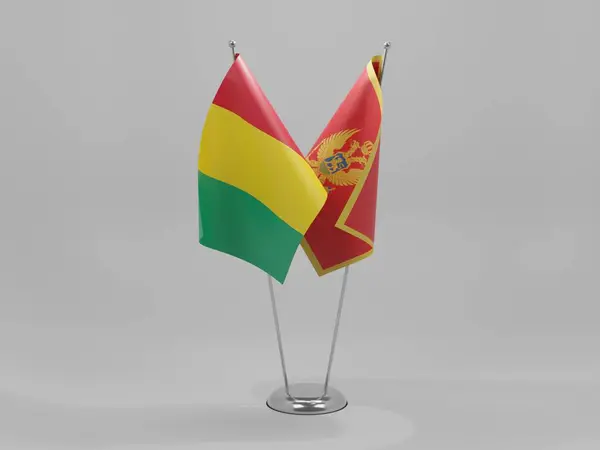 Σημαίες Συνεργασίας Μαυροβουνίου Γουινέας Λευκό Φόντο Render — Φωτογραφία Αρχείου