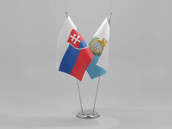 San Marino Slovakien Samarbete Flaggor Vit Bakgrund Render — Stockfoto