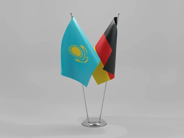 Germany Kazakhstan Cooperation Flags White Background Render — стокове фото