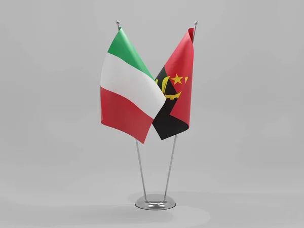 Angola Olaszország Együttműködési Zászlók Fehér Háttér Render — Stock Fotó