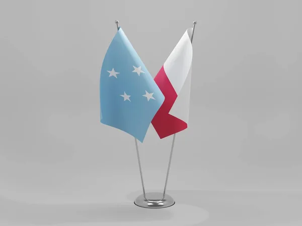 Polen Micronesië Samenwerking Vlaggen Witte Achtergrond Render — Stockfoto