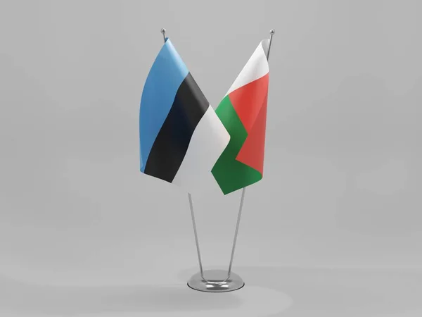 Madagascar Estonia Banderas Cooperación Fondo Blanco Render —  Fotos de Stock