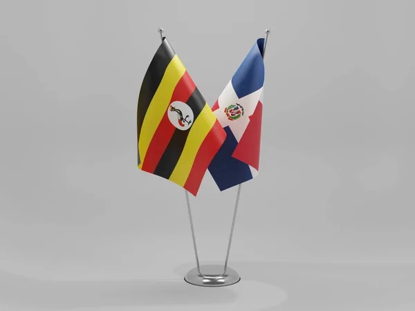 Dominikanska Republiken Uganda Flaggor För Samarbete Vit Bakgrund Render — Stockfoto