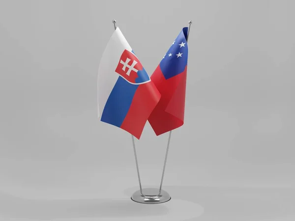 Samoa Banderas Cooperación Eslovaquia Fondo Blanco Render —  Fotos de Stock