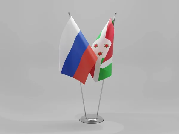 Burundi Russie Drapeaux Coopération Fond Blanc Render — Photo