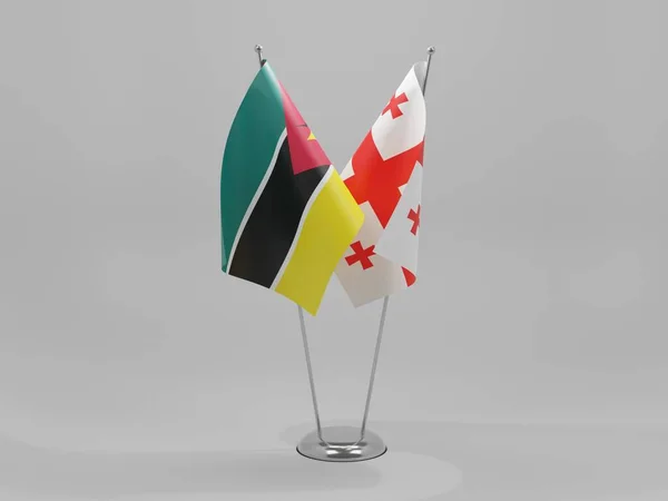 Georgië Samenwerking Mozambique Vlaggen Witte Achtergrond Render — Stockfoto