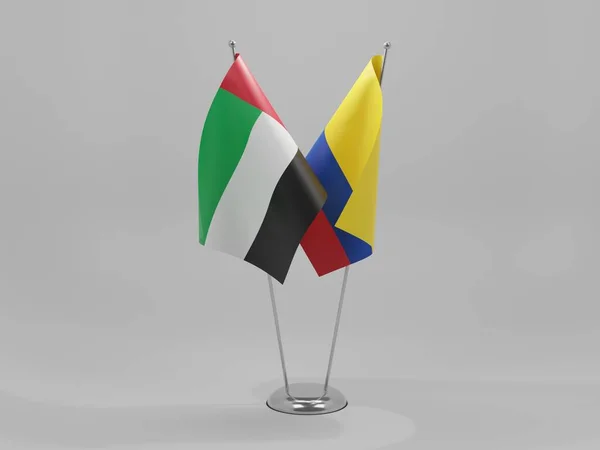 Colombia Banderas Cooperación Los Emiratos Árabes Unidos Fondo Blanco Render —  Fotos de Stock