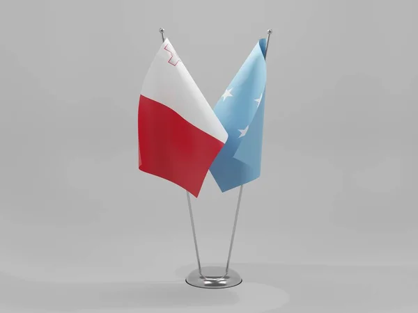 Micronesia Malta Cooperation Flags White Background Render — стокове фото