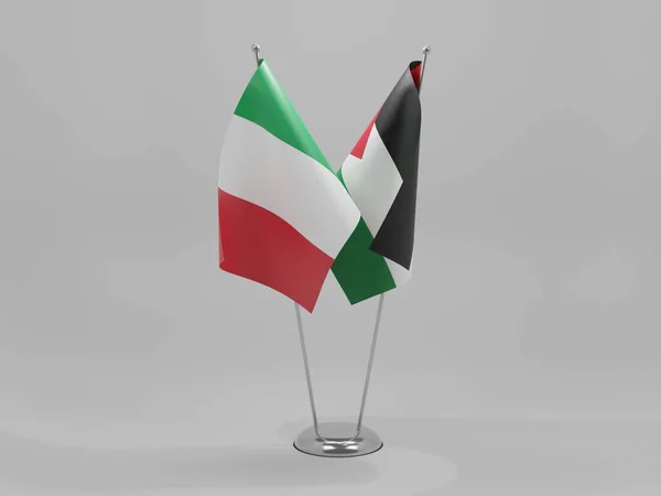 Palästina Italien Kooperationsfahnen Weißer Hintergrund Render — Stockfoto