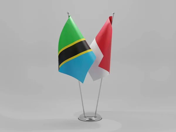 Ινδονησία Τανζανία Σημαίες Συνεργασίας Λευκό Φόντο Render — Φωτογραφία Αρχείου