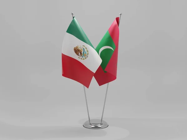 Maldivas Banderas Cooperación México Fondo Blanco Render — Foto de Stock