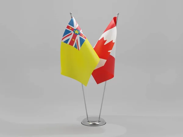 Canada - Niue Cooperation Flags, White Background - 3D Render
