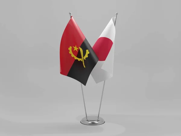 Japón Angola Banderas Cooperación Fondo Blanco Render —  Fotos de Stock