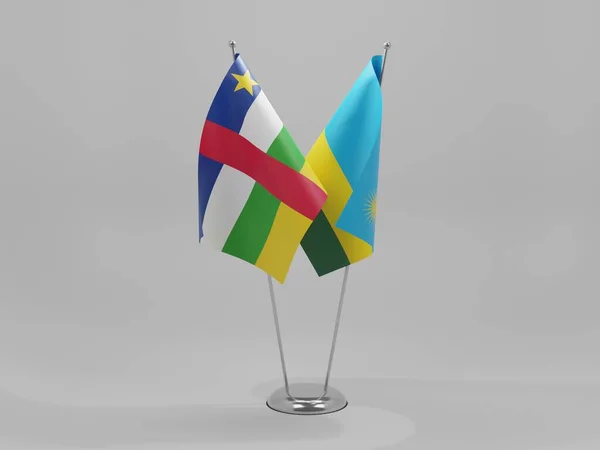 Rwanda Central African Republic Cooperation Flags White Background Render — Stock Photo, Image