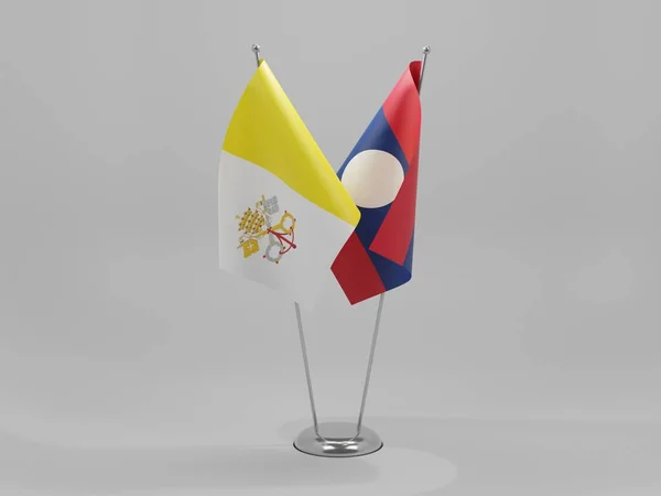 Лаос Ватикан Флаги Сотрудничества Белый Фон Рендер — стоковое фото