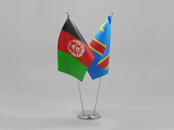 Congo Democratic Republic Afghanistan Cooperation Flags White Background Render — Stock Photo, Image