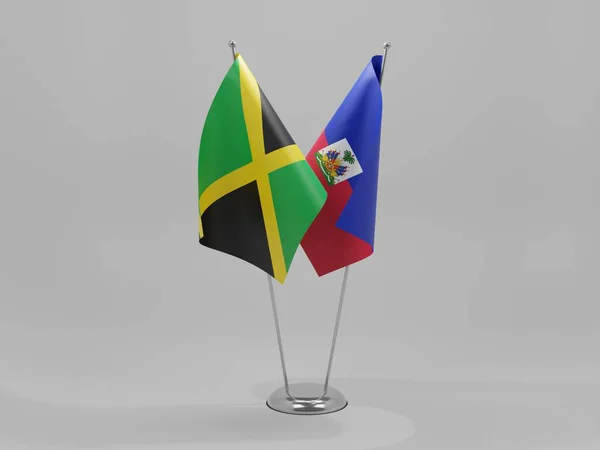 Haiti Bandiere Cooperazione Giamaicana Sfondo Bianco Render — Foto Stock