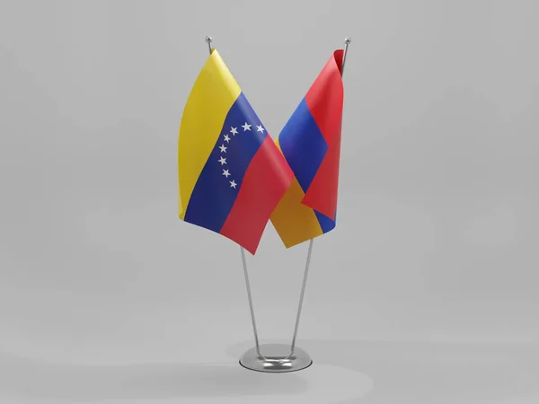 Armenia Venezuela Banderas Cooperación Fondo Blanco Render — Foto de Stock