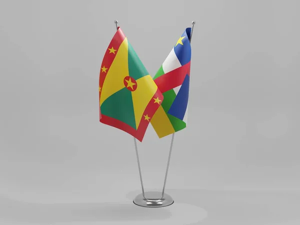 Repubblica Centrafricana Bandiere Cooperazione Grenada Sfondo Bianco Render — Foto Stock