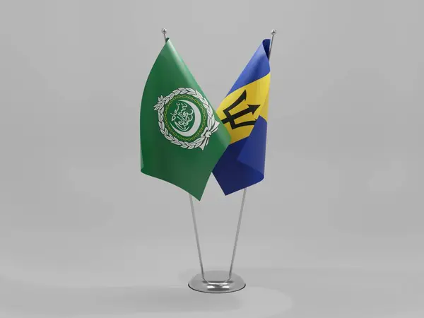 Barbados Flaggen Der Arabischen Liga Zur Zusammenarbeit Weißer Hintergrund Render — Stockfoto