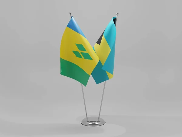 Bahamy Saint Vincent Grenadyny Flagi Współpracy Białe Tło Render — Zdjęcie stockowe