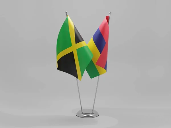 Μαυρίκιος Τζαμάικα Σημαίες Συνεργασίας Λευκό Φόντο Render — Φωτογραφία Αρχείου
