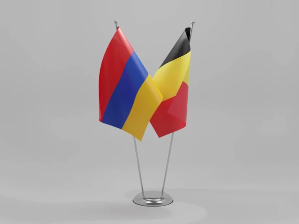 Belgium Armenia Cooperation Flags White Background Render — стокове фото