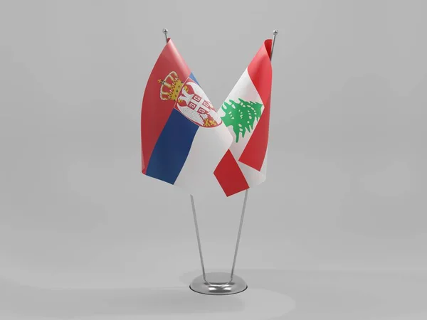 Líbano Banderas Cooperación Serbia Fondo Blanco Render —  Fotos de Stock