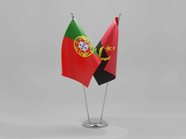 Angola Portugalia Flagi Współpracy Białe Tło Render — Zdjęcie stockowe