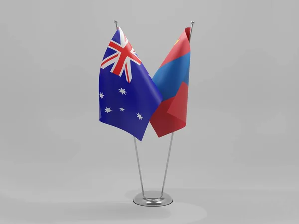 Mongolia Australia Flagi Współpracy Białe Tło Render — Zdjęcie stockowe